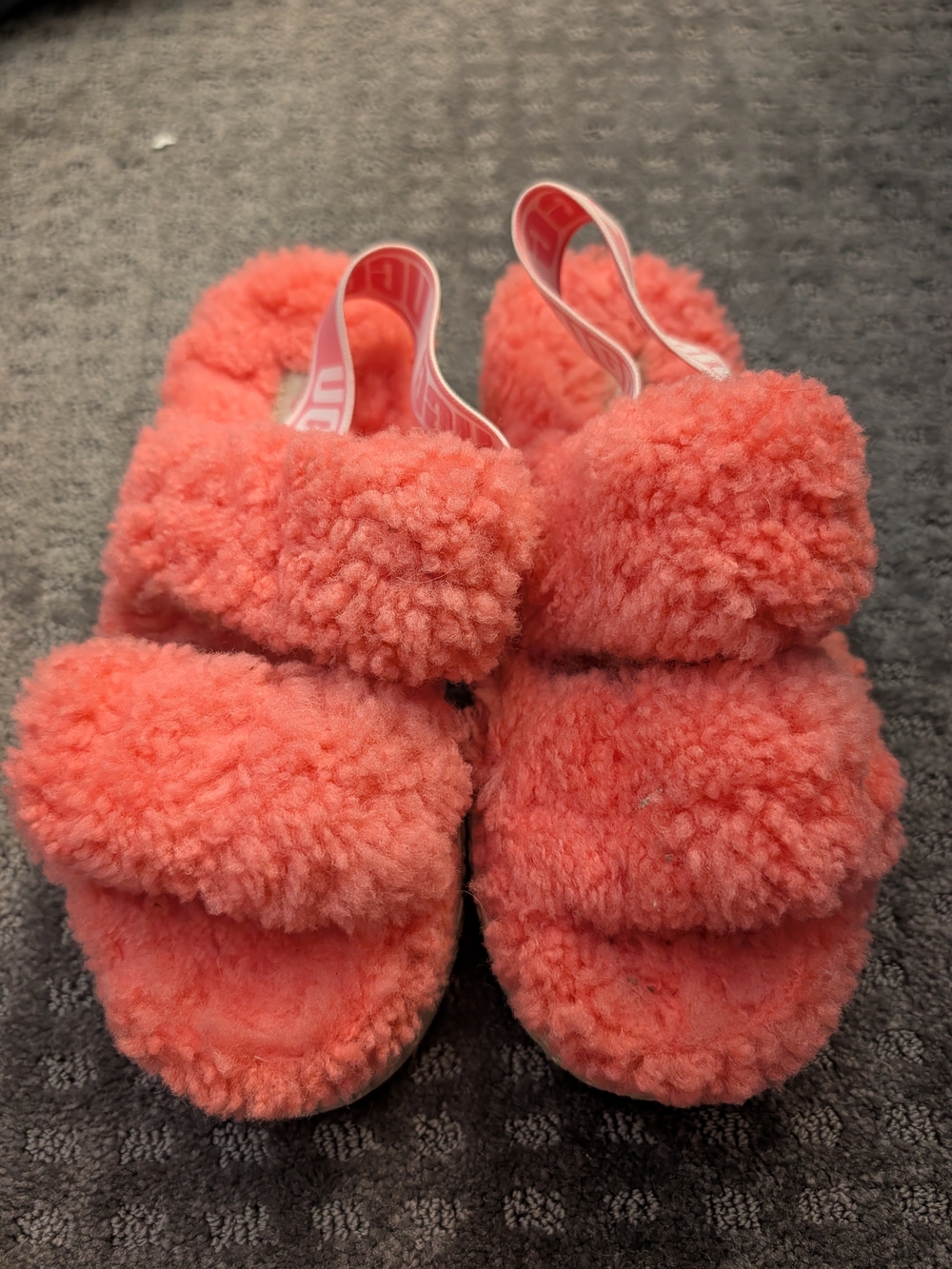 UGG Kids Coral Plush Double-Strap Slide Sandals